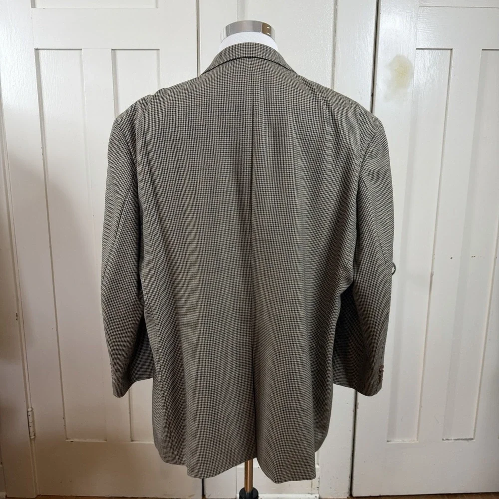 Ralph Lauren Houndstooth Lambswool Brown Tweed Blazer 46R LARP Cosplay Preppy‎